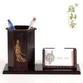 INPHIC-黑梓木辦公紅木工藝品 筆筒名片盒套裝 木雕擺飾